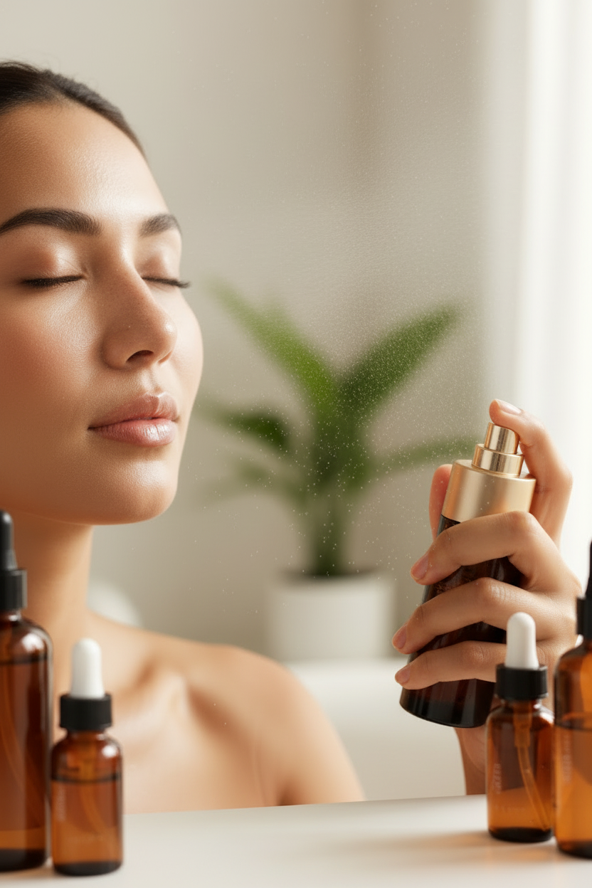 Rose Fleur Hydration Mist on Olive Skin