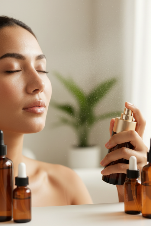 Rose Fleur Hydration Mist on Olive Skin